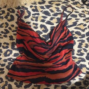 PrettyLittleThing Red and Black zebra Print crop top. NWT